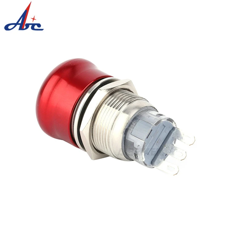 Durable 1no1nc Mushroom Waterproof Electrical Threaded Button with Arrow Red 16mm Emergency Stop Switch